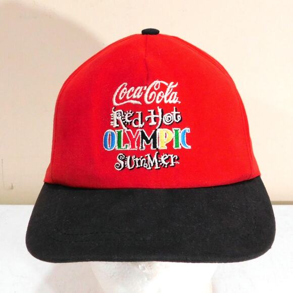 Starter Coca Cola Hat Red Hot Olympic Summer Adjustable 90s Washed Reshaped VTG - Picture 1 of 7